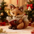 thumbnail image 3 of Hometravel Reading Fox Christmas Ornament, Book-Themed Animal Hanging Decor with Raccoon, Literary Inspired Xmas Decoration for Tree, Home, Book Lovers, 3 of 3