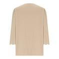thumbnail image 4 of FAIWAD Womens Tops 3/4 Sleeve Scalloped V Neck Dressy Pullover Trendy Casual Party Daily Blouses, 4 of 7