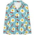 thumbnail image 4 of Top-kevin Womens Pajamas Set Eggs Bacon Blue Soft Long Sleeve Sleepwear Button Down Nightwear Pj Lounge Sets, 4 of 6