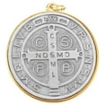 thumbnail image 2 of Medalla De San Benito 48mm Christian Medal Saint St Benedict Italy 2-Tone Catholic Medallion Pendant, 2 of 5