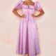 thumbnail image 1 of Nuevo vestido transfronterizo con estampado Floral para mujer, estilo francés, sin espalda, ajustado, con cuello Halter, largo hasta la rodilla, manga corta, cintura imperio, 1 of 5