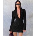 thumbnail image 6 of Women'S Knit Bodycon Dress Long Sleeve V Neck Bodycon Sheath Dress Elegant Party Mini Dress Black L, 6 of 9