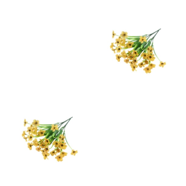 Advancent 2X Flores artificiales Faux Violet Resistente a los rayos Plantas falsas Ramo realista resistente al desgaste Maceta de para el Amarillo 2piezas