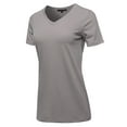 thumbnail image 2 of A2Y Women's Basic Solid Premium Cotton Short Sleeve V-neck T Shirt Tee Tops Mid Grey M, 2 of 6