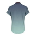 thumbnail image 6 of XPMWRP Women's Boho Shirts Linen-Like V Neck Gradient Color Tunic Tops Button Short Sleeve Summer Breathable Loose Vacation Blouse Green L, 6 of 6