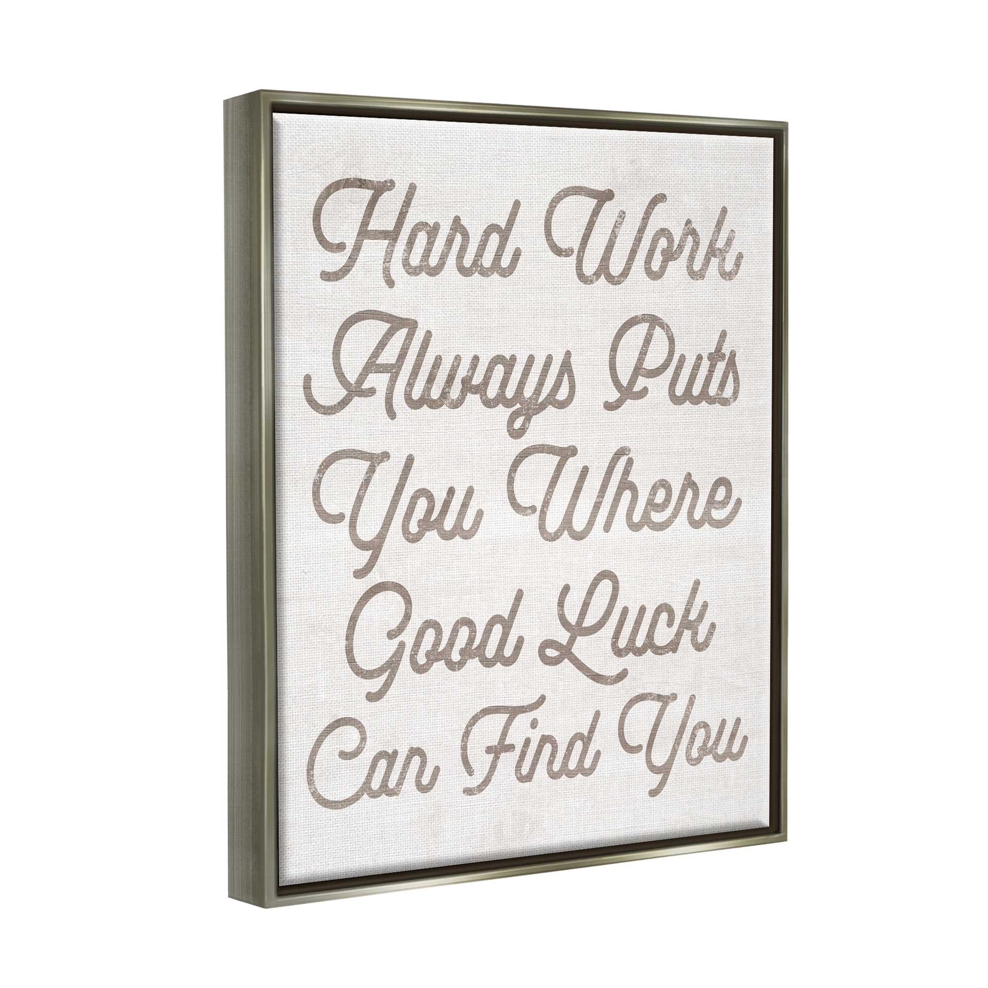 Stupell Hard Work Motivational Phrase Inspirational Painting Gray Floater Framed Art Print Wall Art