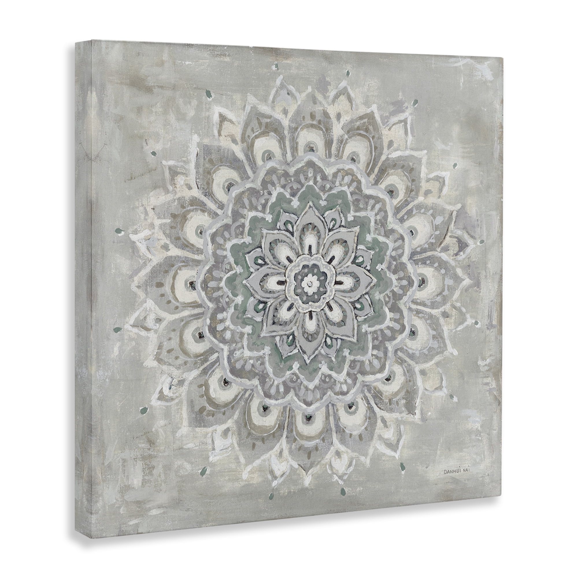 Stupell Industries Gentle Mandala Flower Abstract Painting Gallery Wrapped Canvas Art Print Wall Art, 36 x 36