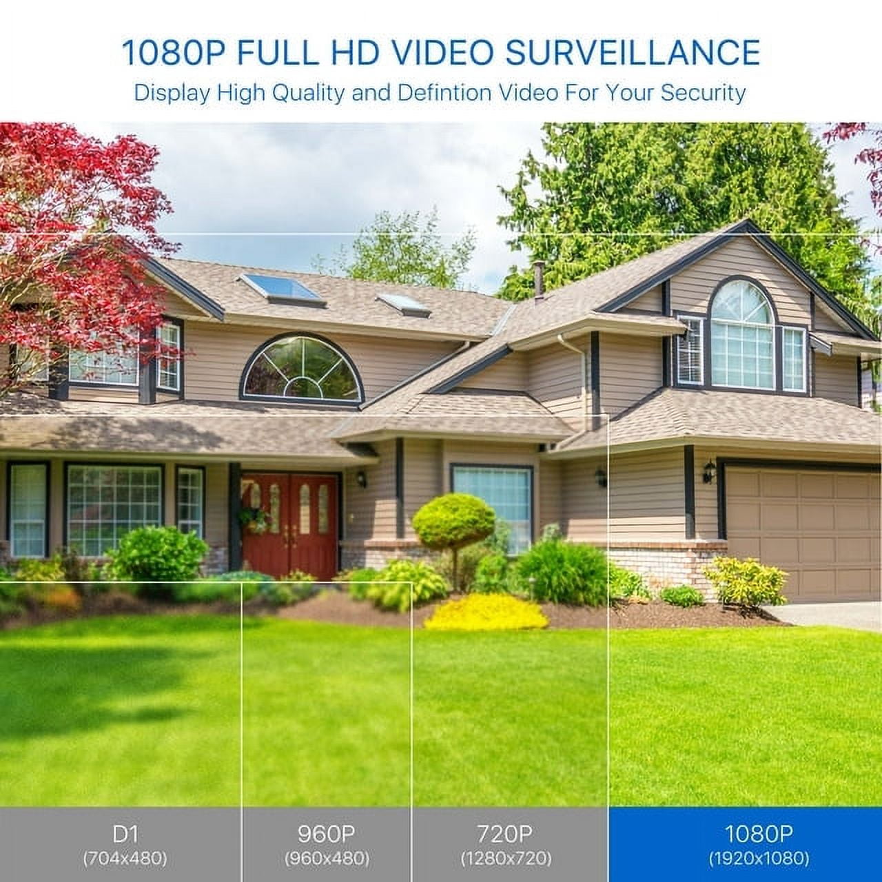 ZOSI H.265+ 8CH 5MP Lite DVR 1080P Home Security Camera System Outdoor, 8pcs 1080P 1920TVL Surveillance Weatherproof Bullet Cameras,80ft IR Night Vision,Motion Alert,Remote Access(No HDD , Wired)