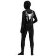 thumbnail image 4 of Fun Boys Black Spider Hero Costume with Mask and Silver Emblem, Comfortable Dark Bodysuit for Halloween Trick or Treat and Birthday Party, Black, 180, 4 of 5