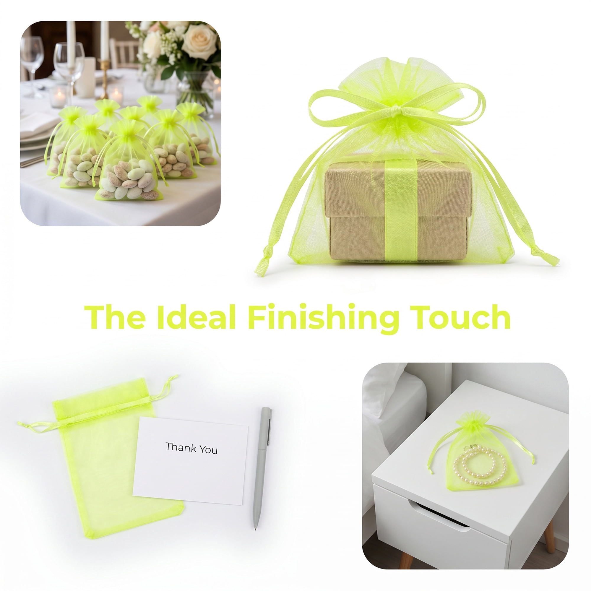 Unique Bargains Multi-Purpose Gift Bags with Handles for Events Green 3.5" x 4.7"