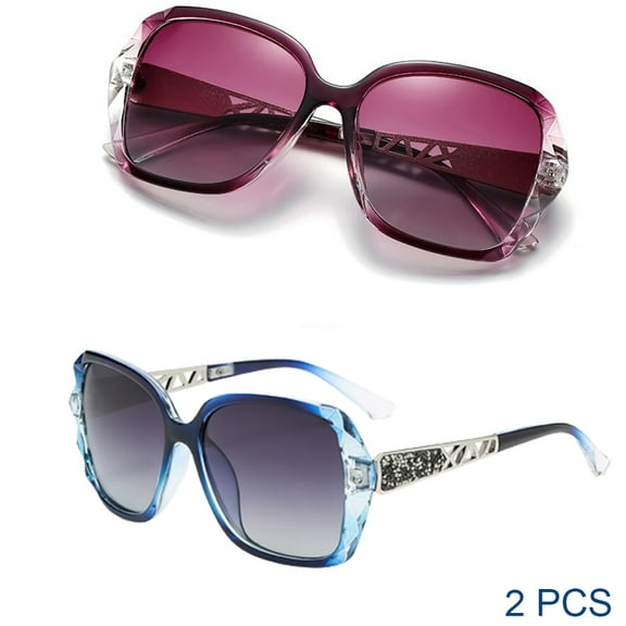 FashionMio Women's Large Frame Sunglasses, Women's Polarized UV400 Protection Sunglasses Glasses/Purple Blue/2PCS