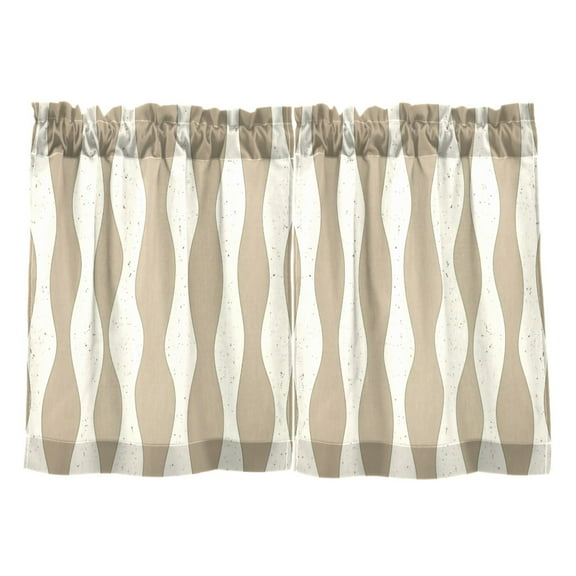 Wavy Cream Pattern Kitchen Curtains Tier Set 27x24 Inch 2 Panels Semi Sheer Light Filtering Privacy UV Protection
