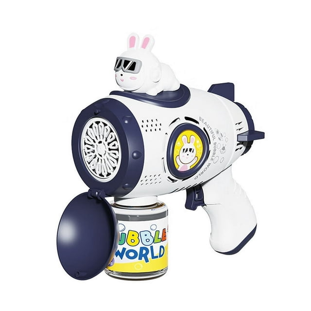 Bubble Machine 85ml Bubble Machine Cool Space Rabbit Soft Lighting Cartoon Rabbit 15 Holes Bubble Blower Toy Children‘s Day Gift