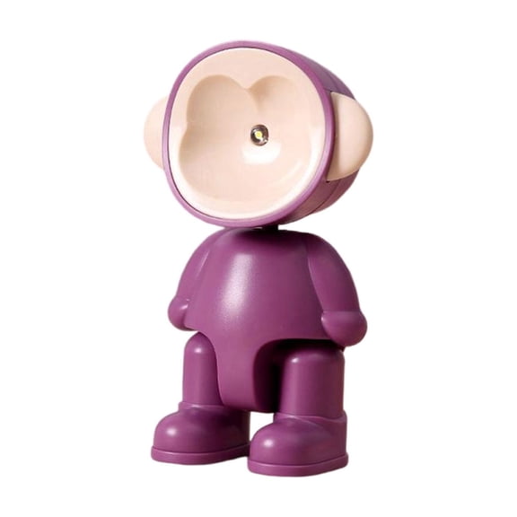 Cute 3D Monkey LED Night Lights, Pet Monkey Desk Lamps Kawaii Animal Table Lamps Battery Operated Decorative Lamps,Soft Warm Eye-Friendly Glow Cordless Portable Cool to Touch,Purple,10x6x5cm