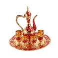 thumbnail image 4 of Household Turkish Coffee Pot Set 6 Cups Tea Serving Set for Dining Table Bedroom Red, 4 of 9