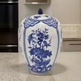 thumbnail image 6 of Benjara 12 Inch Jar, Blue Floral Print, Removable Lid, White Ceramic, Traditional, 6 of 6