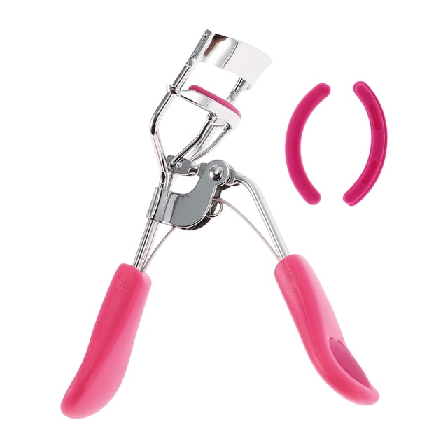 Rizador de pestañas ligero para mujeres Unique Bargains 1 Pcs para viajes de negocios Acero al carbono PS Rojo rosa