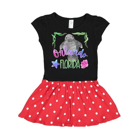 

Inktastic Orlando Florida Cute Swimming Manatee Gift Toddler Girl Dress