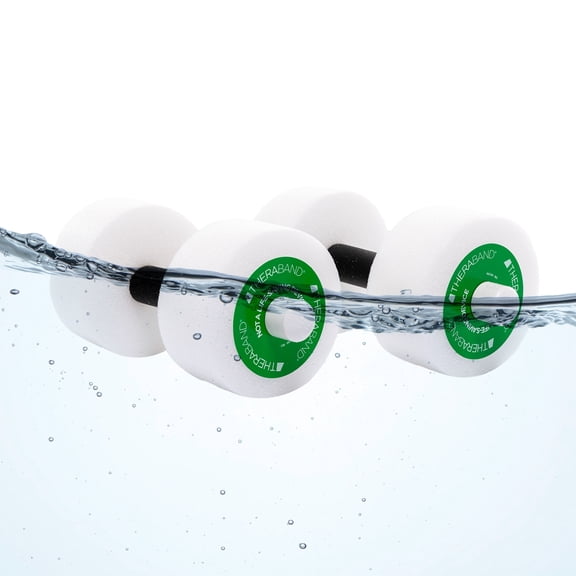 THERABAND Water Weights, Aquatic Dumbbells for Pool Fitness, Pair, Green Medium Resistance Level, for Pool Exercise and Water Aerobics for Adults, Foam Pool Weights for Therapy and Fitness Workouts