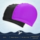 thumbnail image 4 of Uxcell Gorro de Natación de Silicona en Forma de Lágrima de 2 Piezas para Mujeres y Hombres, Gorro de Natación Impermeable No Deslizante Duradero [Negro y Púrpura], 4 of 6