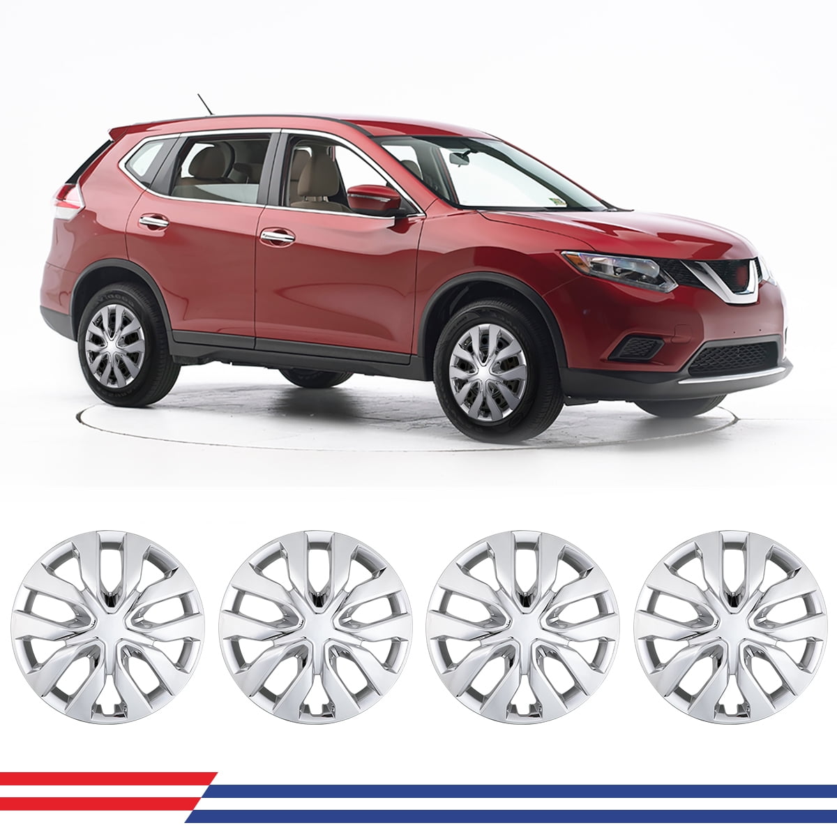 (Set of 4) 17 inch Hubcaps Wheel Rims Cover for 2014-2020 Nissan Rogue,Chrome