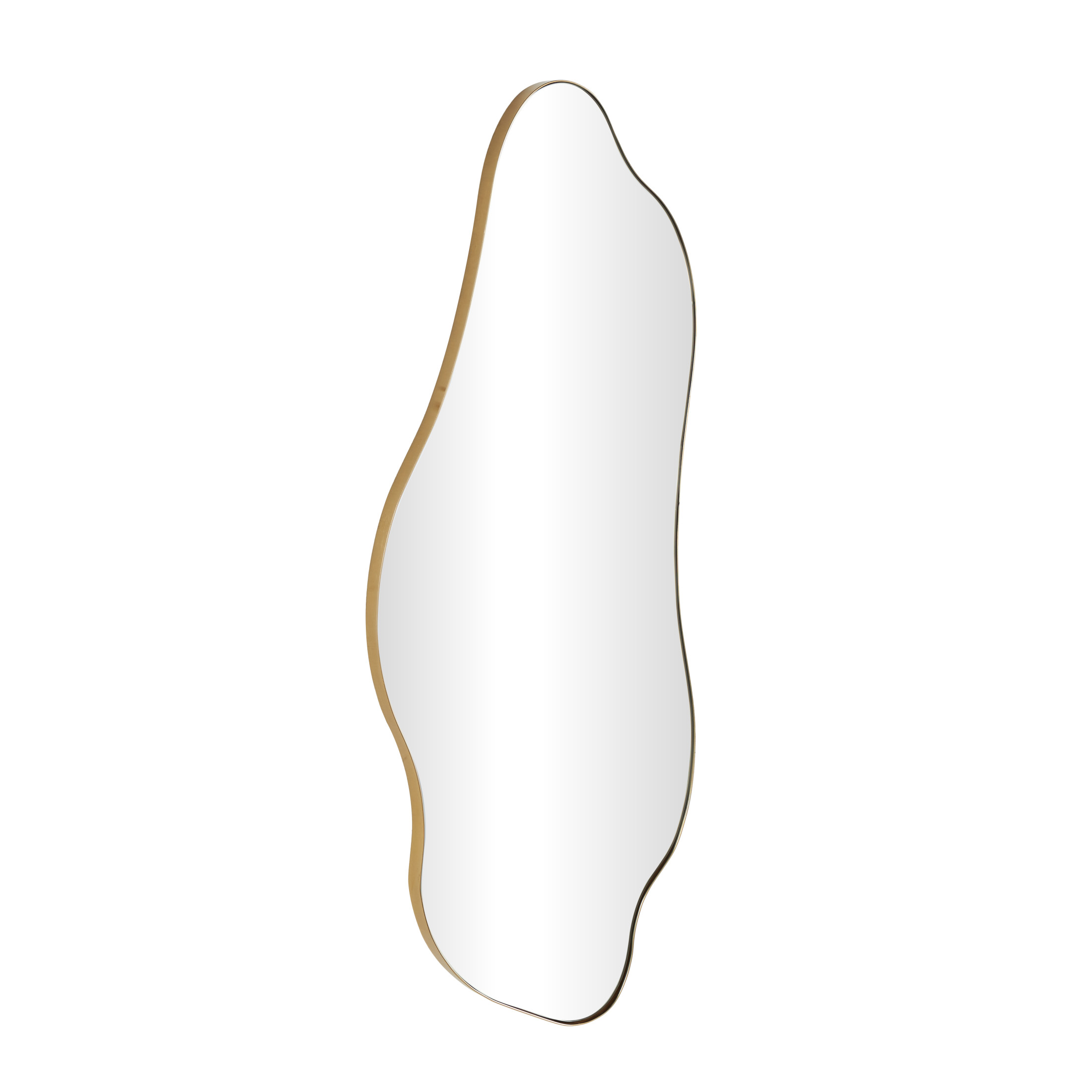 DecMode 15" x 40" Gold Wavy Abstract Wall Mirror
