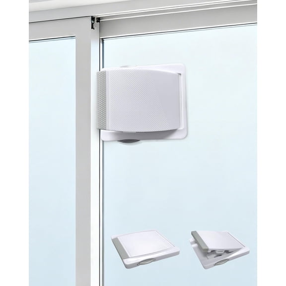 Sliding Door & Window Lock Limiter, Panel-Mounted Opening Position Stop with Pre-Applied Adhesive, No-Drill Installation for Sliding Glass Doors, Windows, Patio and Balcony Panels, 2-Pack