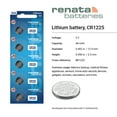 thumbnail image 2 of 25 Renata CR1225 3 Volt Lithium Coin Cell Batteries, 2 of 9