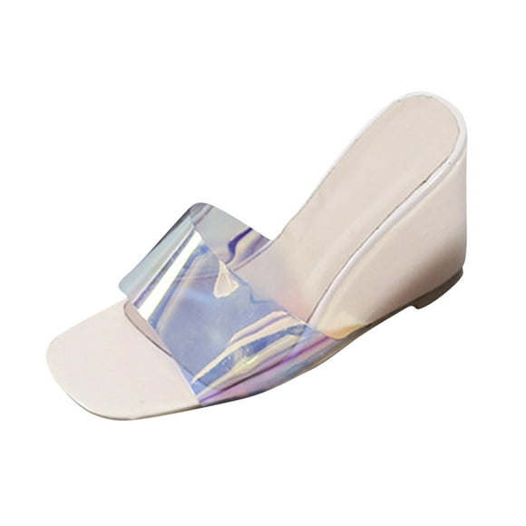 Hoshose Womens Sandals 2024 Casual Wedge Sandals for Women Heel Open Toe Womens Platform Sandals High Heel Comfort Sandals, Beige