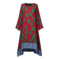 thumbnail image 2 of Gvmfive Women Printed Long Sleeve Round Neck Asymmetric Casual Midi Dress, 2 of 7