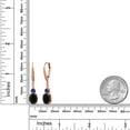 thumbnail image 2 of Gem Stone King 18K Rose Gold Plated Silver Black Onyx and Blue Created Sapphire Dangle Earrings for Women with Lab Grown Diamond (4.53 Cttw, Oval 9X7MM), 2 of 3
