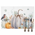 thumbnail image 2 of Watercolor Pumpkin Bird Placemats Set of 12 Hello Fall Heat Insulated Linen Place Mats, Washable Stain-Proof Table Mats for Dining Tables Holiday Decor 13x19inch, 2 of 9