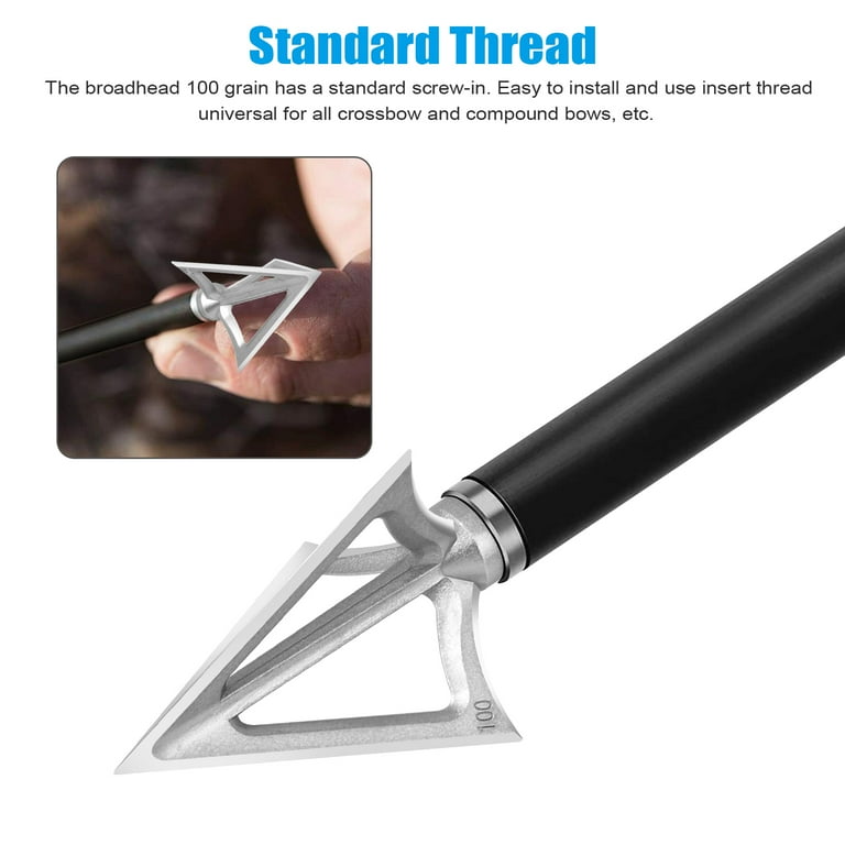 12 Pack Hunting Broadheads, EEEkit 3 Fixed Blades Archery Broad Heads 100  Grain Screw-in Arrow Heads Arrow Tips, Compatible with All Crossbows,  Recurve, and Compound Bows - Walmart.com