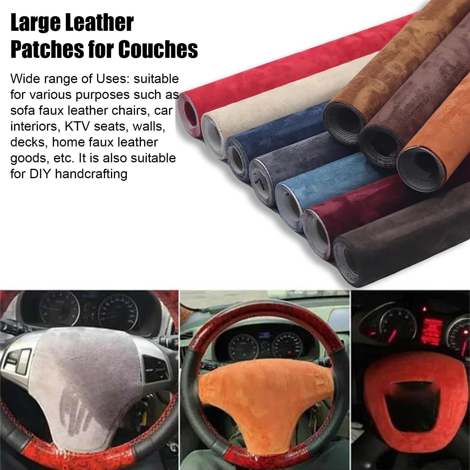 Naierhg Faux Leather Repair Patch 55X17 Inch Self-Adhesive Waterproof Repair Patches KTV Seat Repair Kit for Car Interiors Sofas Walls