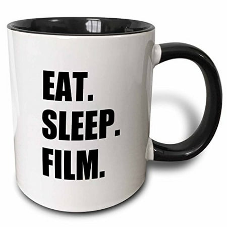 

3dRose Eat Sleep Film - gifts for movie makers and video making enthusiasts Two Tone Black Mug 11oz