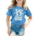 thumbnail image 1 of PMVFHDE Hauts à Manches Courtes pour Filles T-Shirts d'Été pour Filles T-Shirts Graphiques pour Filles T-Shirts Graphiques Manches Courtes Mode Décontractée Respirante Imprimée T-Shirt Bleu, 2-3 Ans, 1 of 4