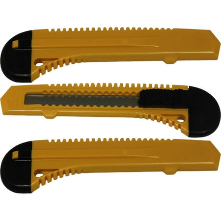 

3 Bulk Utility Knives Box Cutters Snap Off Blades Yellow