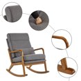 thumbnail image 5 of Indoor Recliner Rocking Chair with Removable Cushion and Lumbar Pillow, Linen Upholstered Chaise Lounge with Solid Wood Frame and Legs, Comfy Single Sofa Chair with High Back and Armrest, Dark Gray, 5 of 9