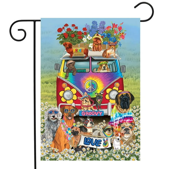 Briarwood Lane Groovy Pups Spring Garden Flag