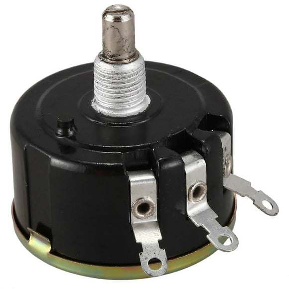 Potenciómetro bobinado WX050 de 10 kΩ, 5 W, eje redondo de 6 mm, color negro y plata.