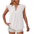 thumbnail image 1 of AherBiu Hauts de Plage Boho pour Femmes Manches Courtes en Chiffon Col en V Chemisier Décontracté Chic, 1 of 5