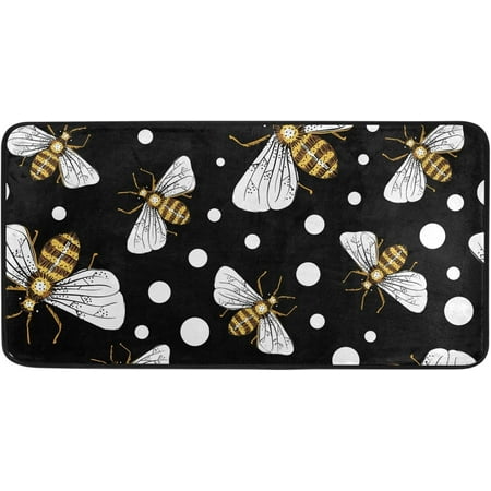 

BESTKITTY Kitchen Mat Honey Bees at Night Kitchen Rug Mat Anti-Fatigue Comfort Floor Mat Non Slip Oil Stain Resistant Easy to Clean Kitchen Rug Bath Rug Carpet for Indoor Outdoor Doormat