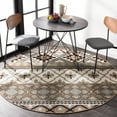 thumbnail image 2 of SAFAVIEH Veranda Dogon Geometric Indoor/Outdoor Area Rug, Creme/Brown, 6'7" x 6'7" Round, 2 of 6