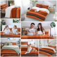 thumbnail image 5 of King 4 Piece Bedding Set Retro Orange Brown Beige Stripes Soft Breathable Duvet Cover and Pillowcase, Wood Grain Duvet Cover Set Bed Sheets for Bedroom Dormitory Guest Room, 5 of 9