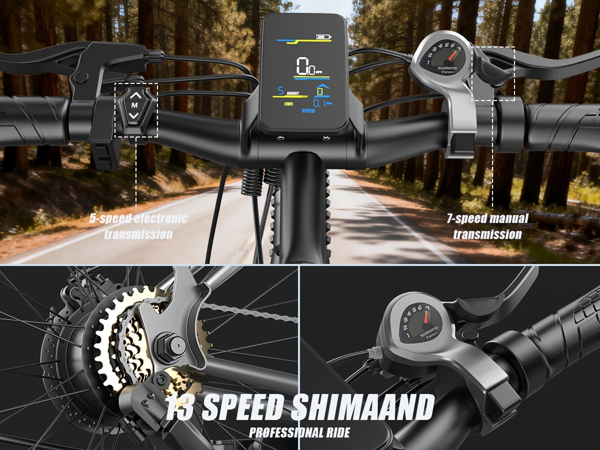 Adult Electric Bicycle, Electric Mountain Bike, 500W-740W(Peak) Motor, 15-20 Mph, Can Travel Over 10-45 Miles On A Single Charge, 48V 10AH/13AH Detachable Battery, Front Fork Suspension