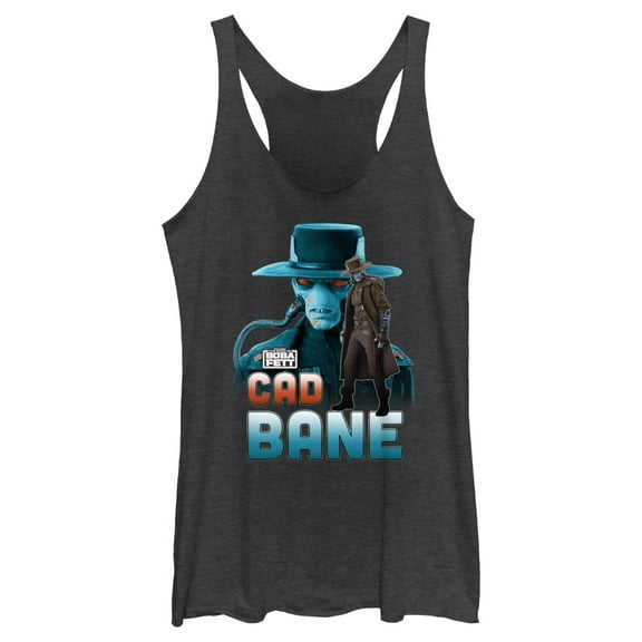 Women's Star Wars: The Book of Boba Fett Cad Bane Mercenary and Bounty Hunter Racerback Tank Top Black Heather Small