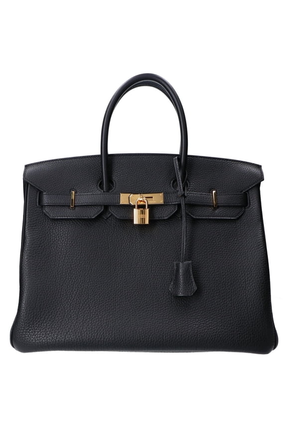 Pre-Owned HERMES Birkin 35 Handbag - Noir Togo Leather, Gold Hardware, O Stamp, Women's
