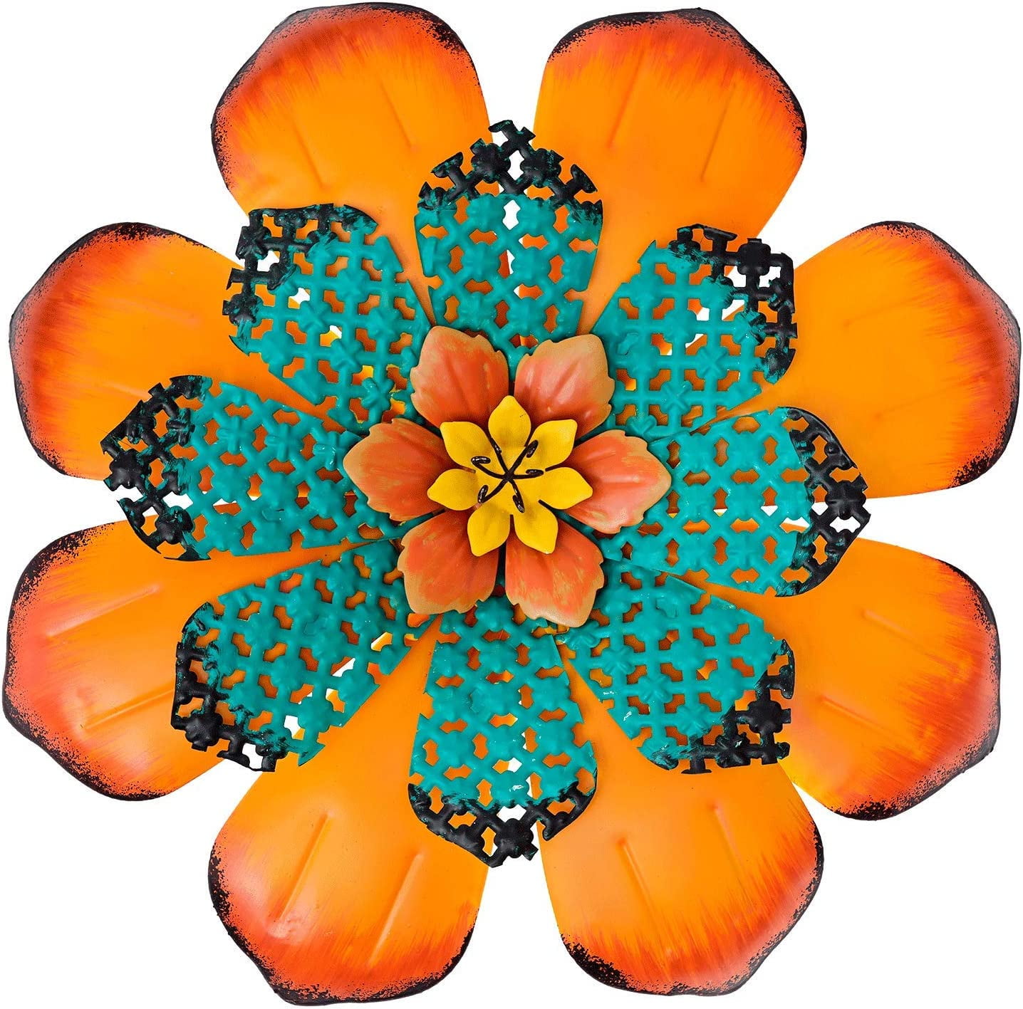 Aboxoo Large Painted Metal Flower Art Wall Flower MultiLayered Flower