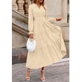 thumbnail image 3 of Vestido PRETTYGARDEN Otoño 2025 Cuello en V Manga Larga Beige Talle S, 3 of 8