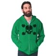 thumbnail image 3 of Saint Patrick's Day Shamrock Skull Zip Up Hoodie Men's Women's Brisco Brands S, 3 of 6